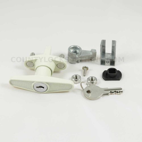 T Handle Lock for Accordion Hurricane Shutter Ivory