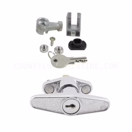 T Handle Lock for Accordion Hurricane Shutter Chrome